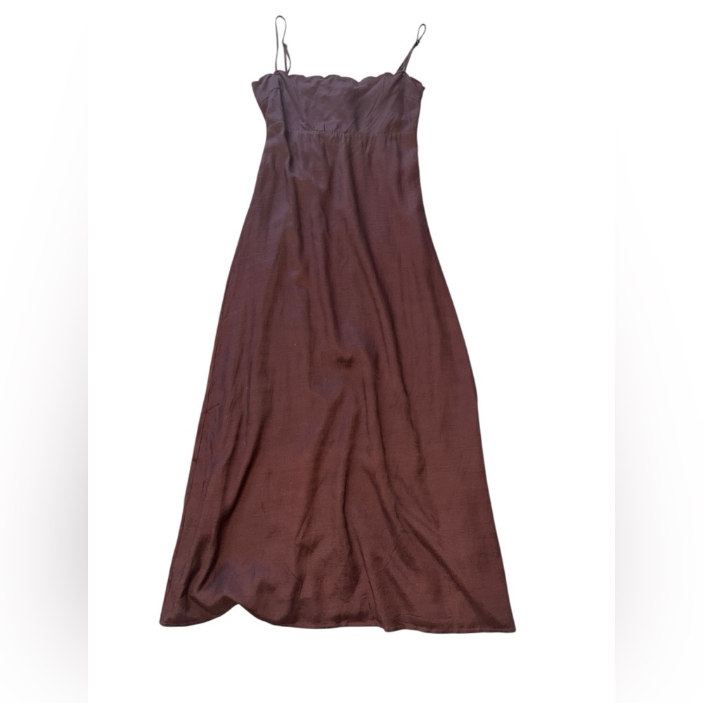 Petal & Pup Chocolate Brown Linen Maxi Dress - Picture 2 of 5